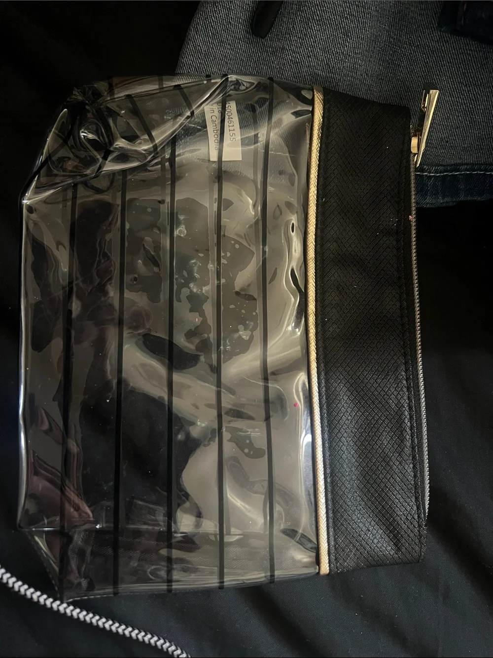 Clear Black and Gold Travel Makeup Bag